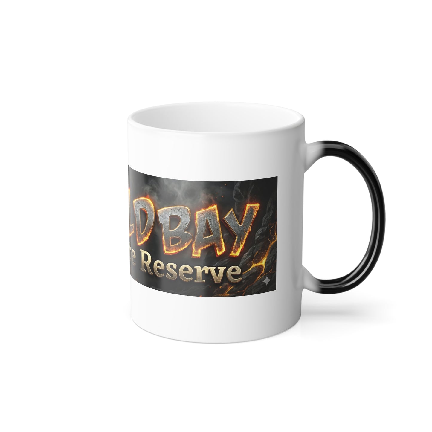 Color Morphing Mug — 'GOLDEN Private Reserve' Fire-Effect Coffee Mug, 11oz