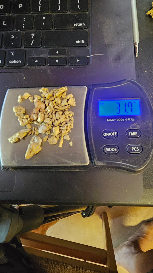 1 ounce of Mexican gold nuggets. Varying size. Self mined