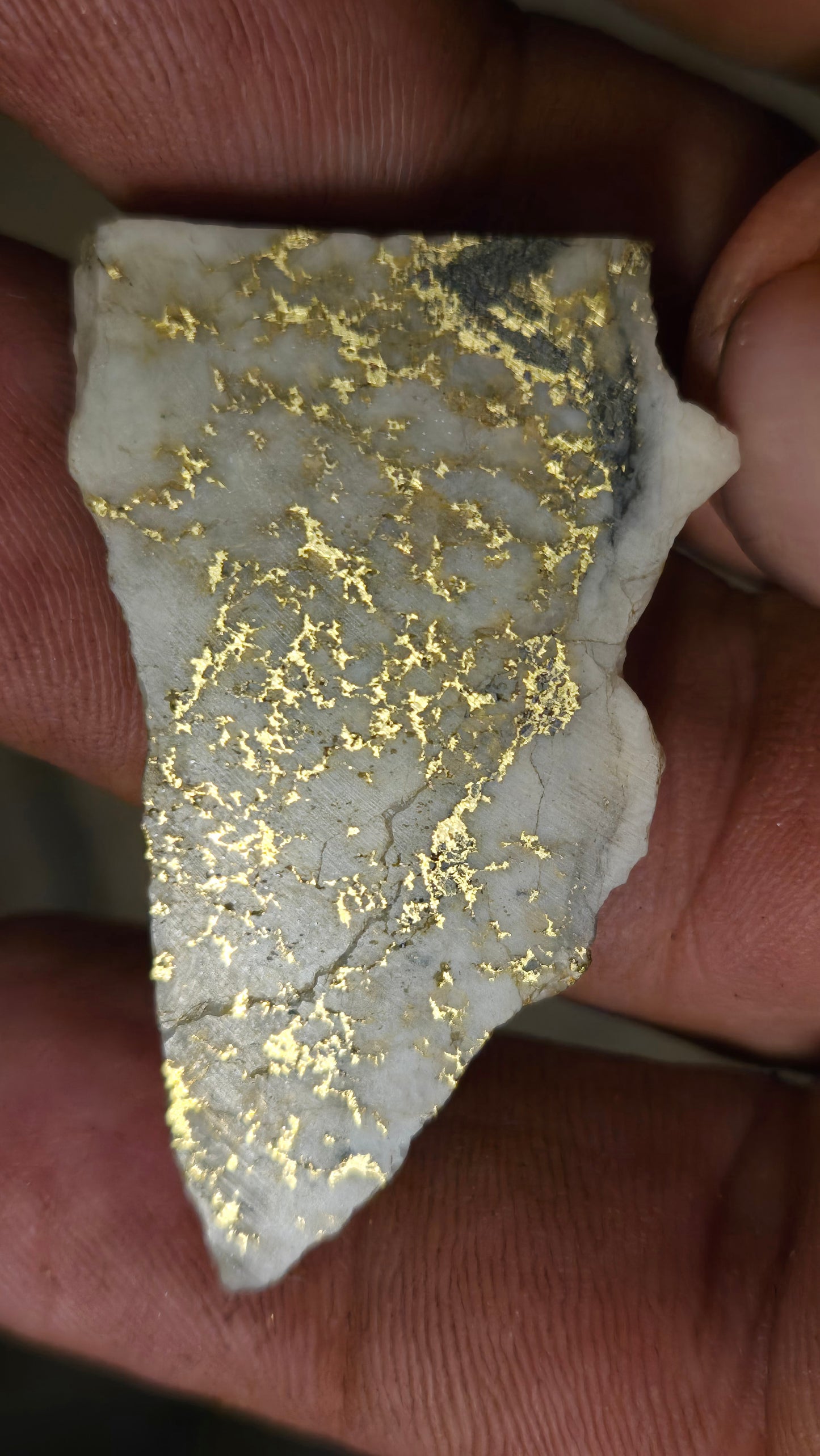 White quartz and gold slab - 14.95 grams - 5.74 mm - polished
