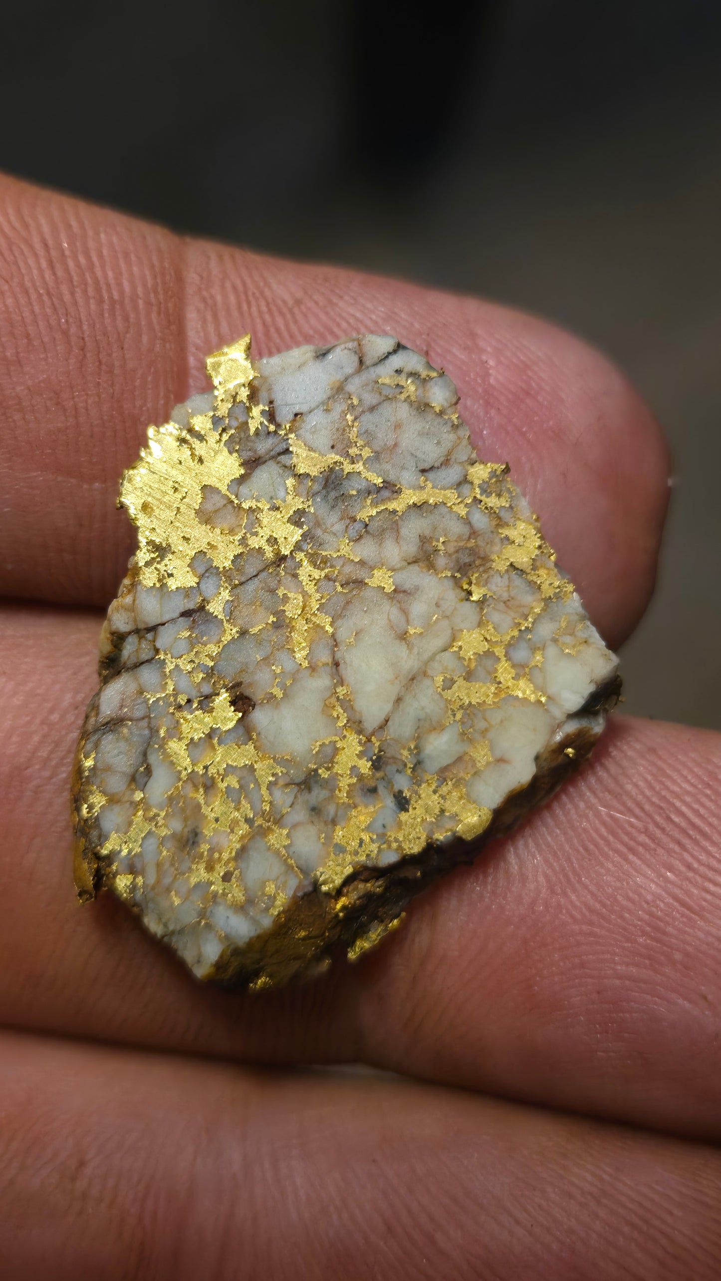 White quartz and gold slab - 7.45 grams - 3.57 mm - Mexico