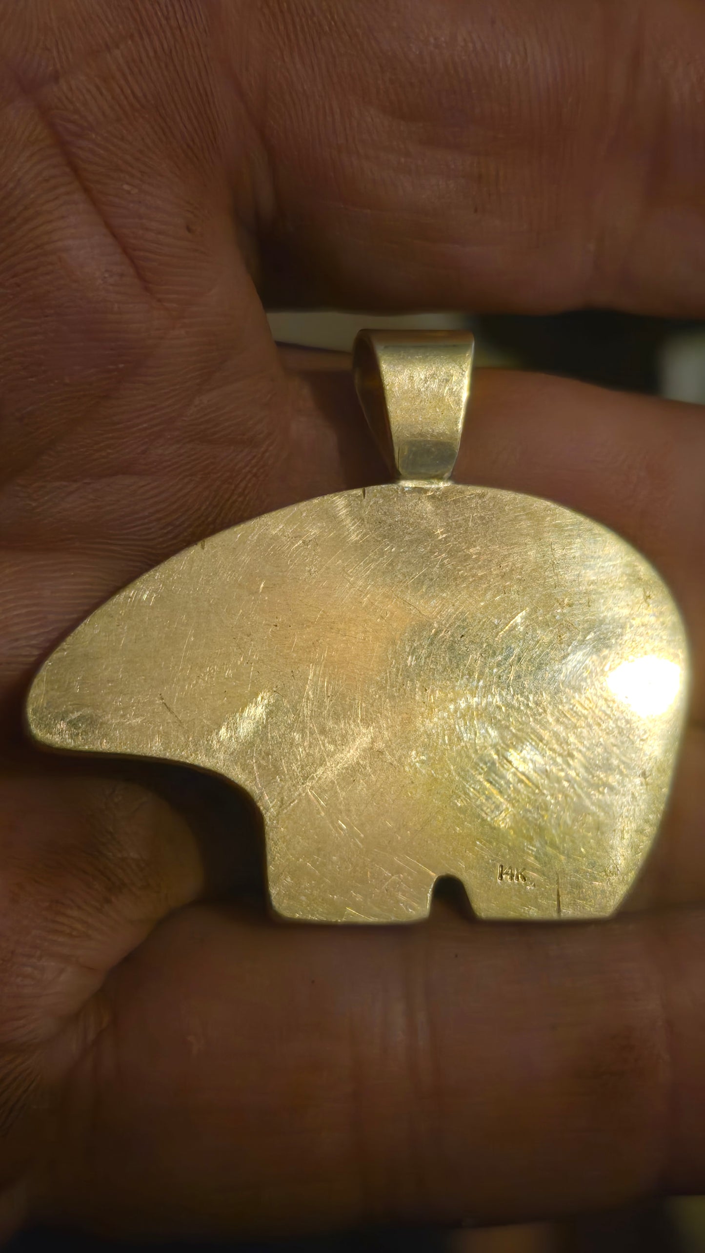 14k gold and gold and quartz Bear Pendant - 14.45 grams