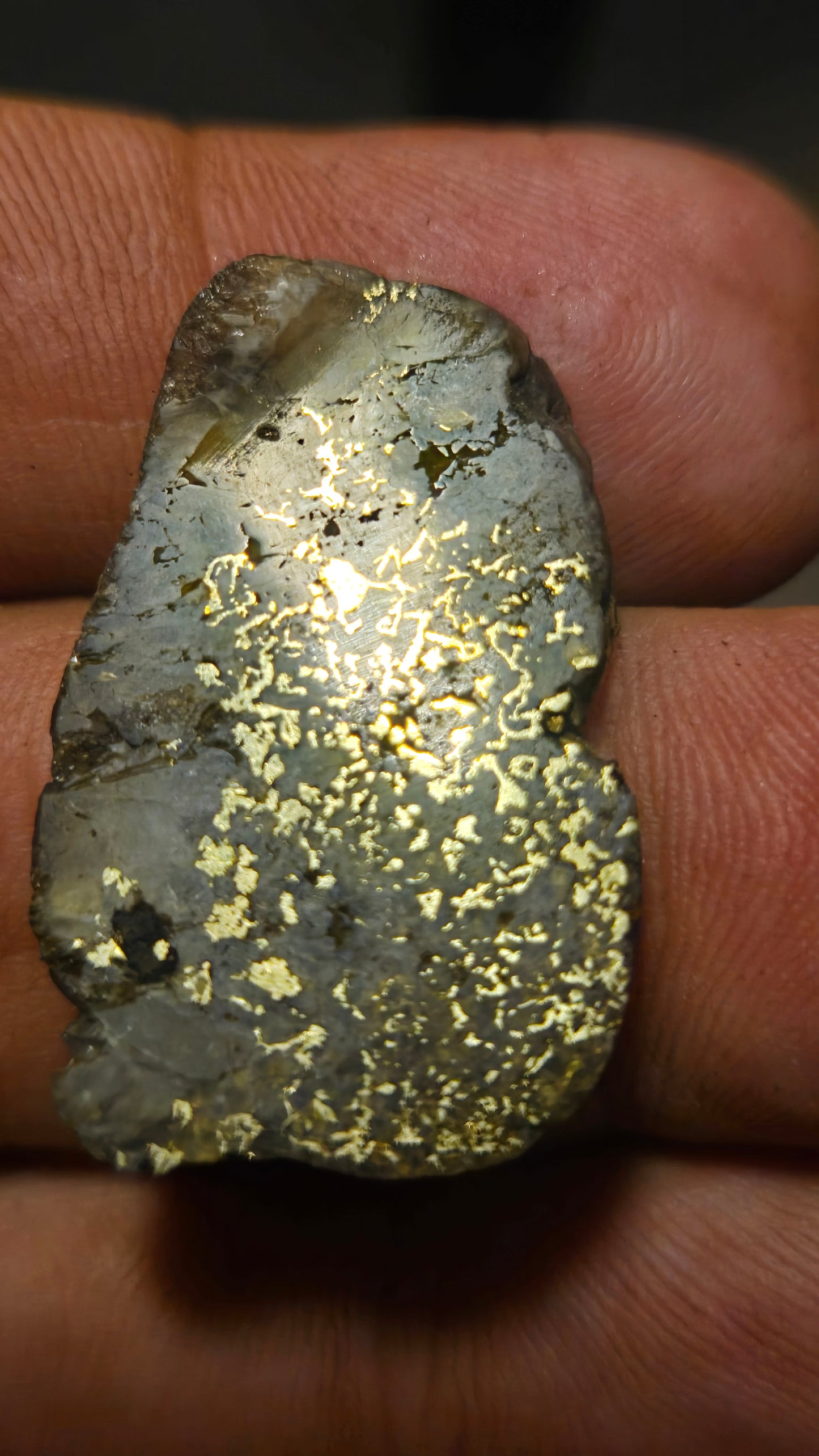 Black quartz and gold slab - 6.67 grams - 3.44 mm - polished