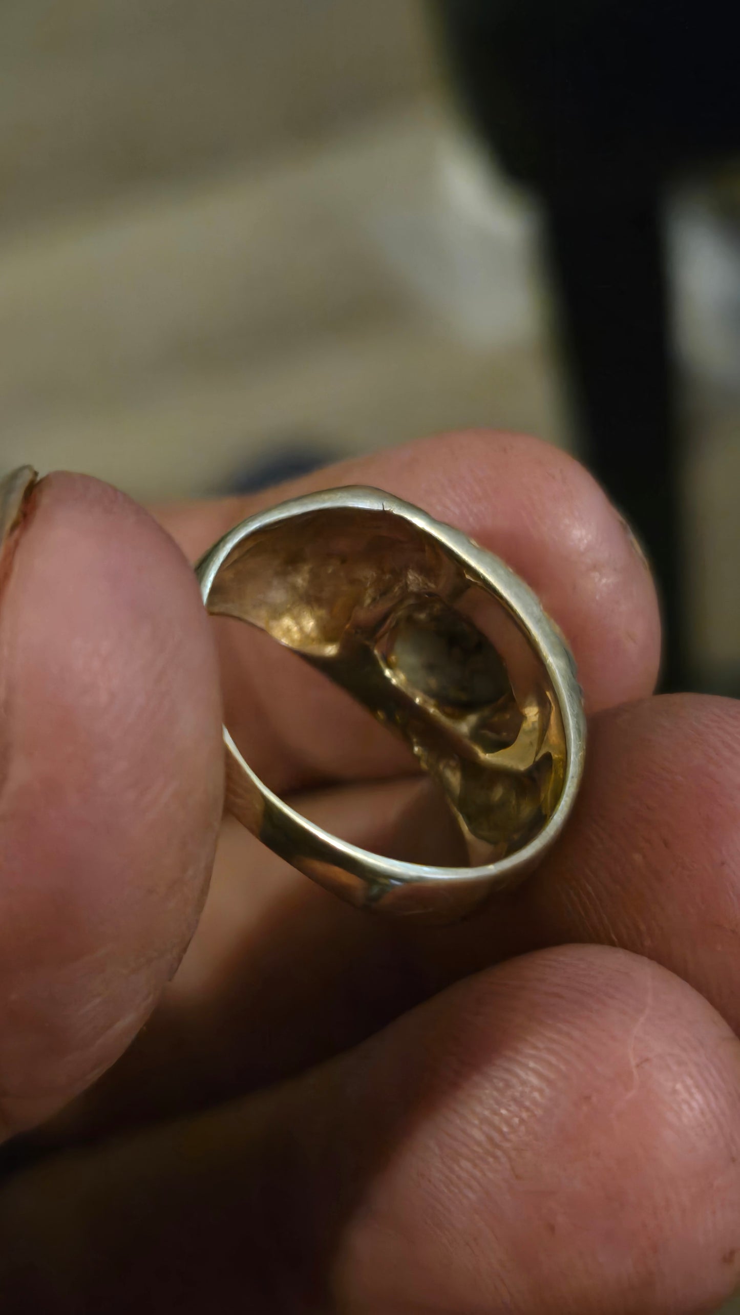 14k gold and gold and quartz ring. Size 8.5 - 6.76 grams