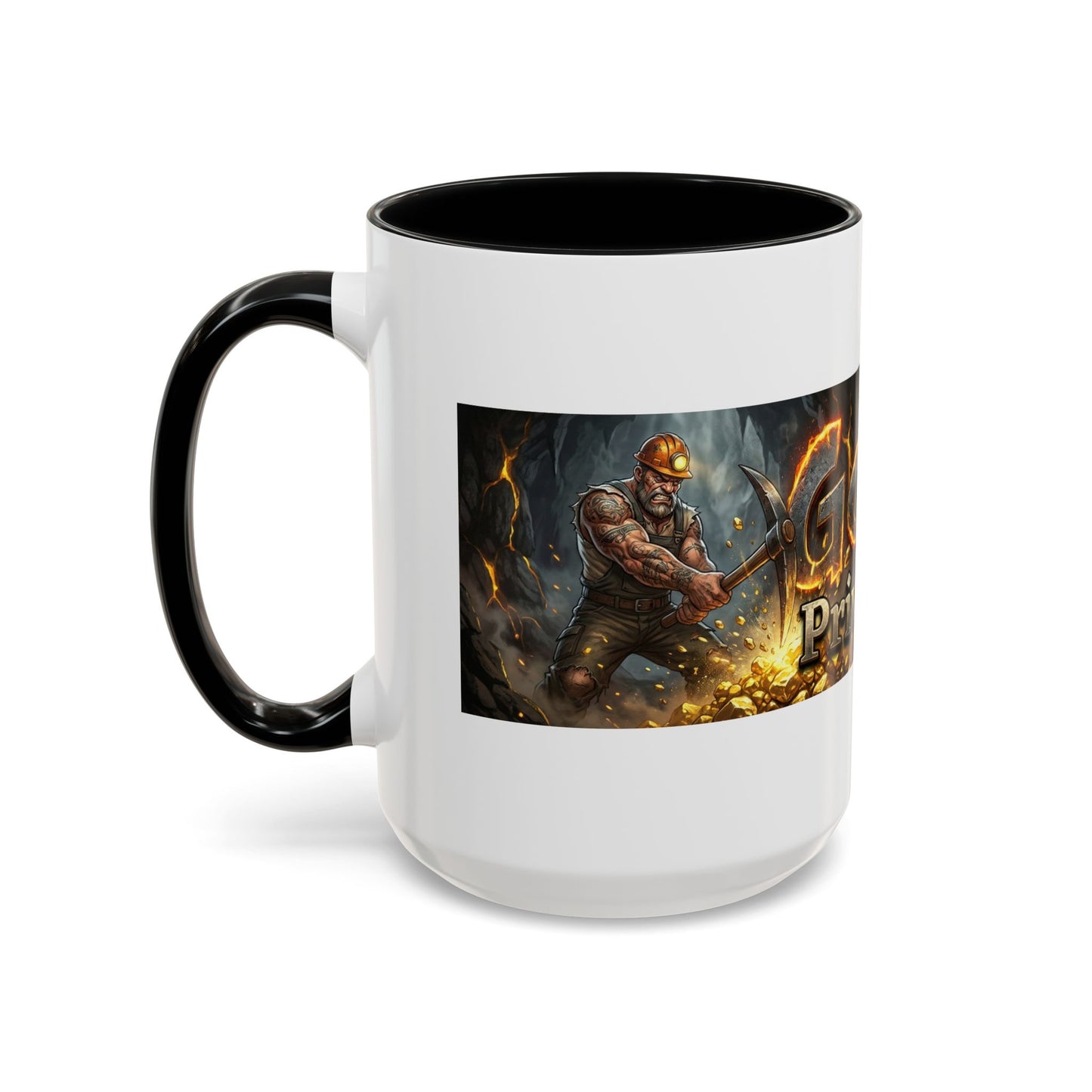 Goldbay Reserve Accent Coffee Mug — Bold Fiery Logo 11/15oz