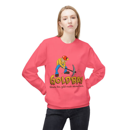 Gold Miner Crewneck Sweatshirt — "Gold Bay" Graphic, "Where the gold rush never ends"