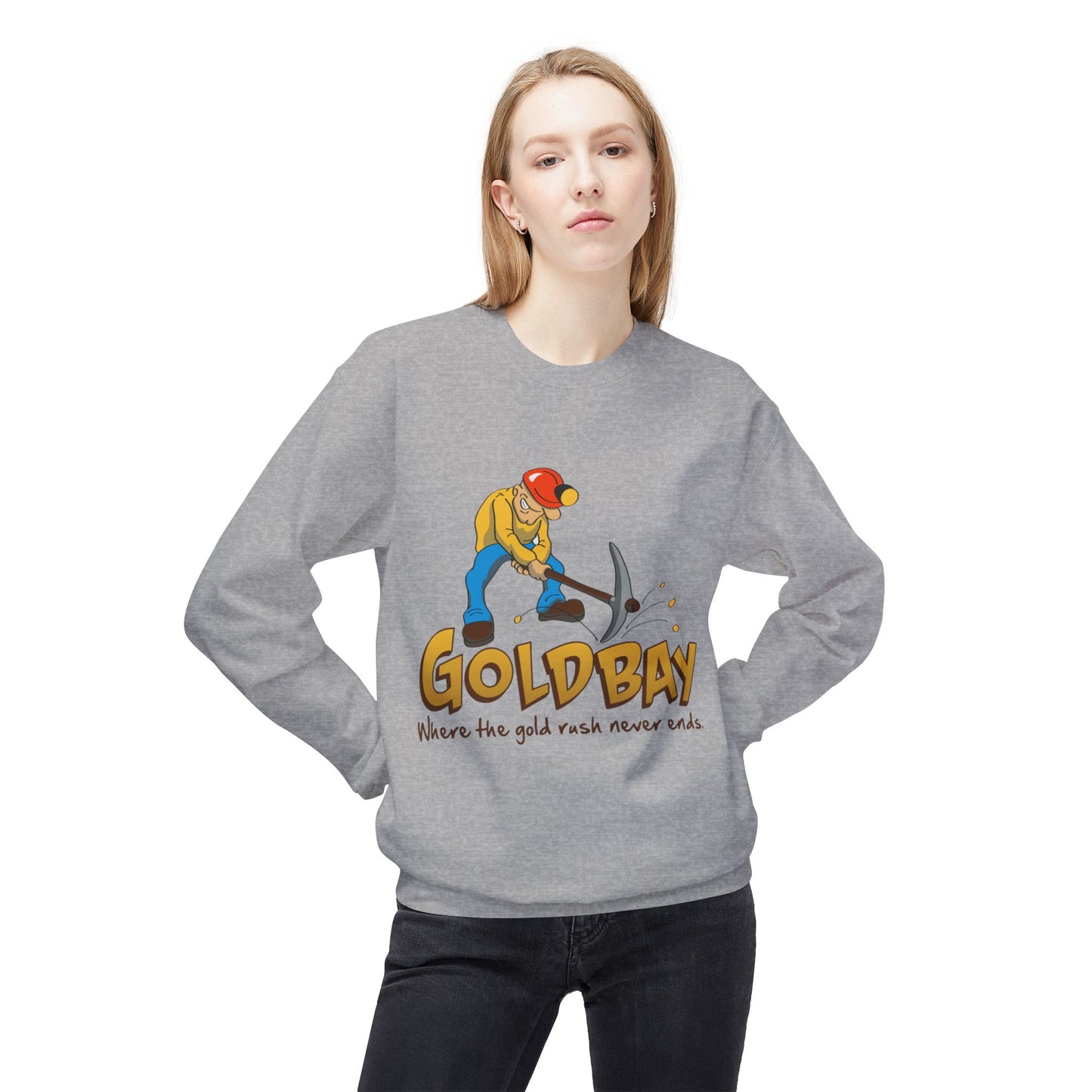Gold Miner Sweatshirt – "Gold Bay" Graphic Crewneck (Where the gold rush never ends)