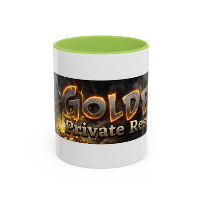 Goldbay Reserve Accent Coffee Mug — Bold Fiery Logo 11/15oz