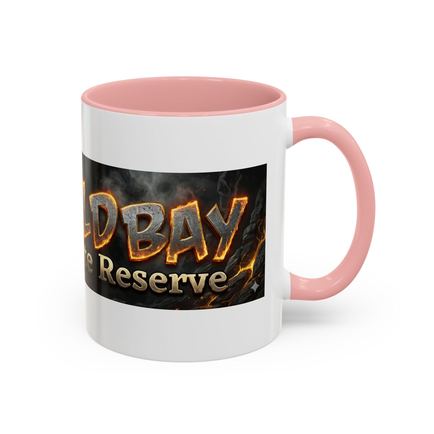 Goldbay Reserve Accent Coffee Mug — Bold Fiery Logo 11/15oz