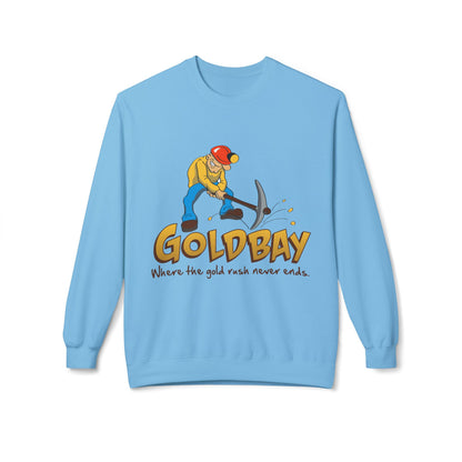 Gold Miner Crewneck Sweatshirt — "Gold Bay" Graphic, "Where the gold rush never ends"