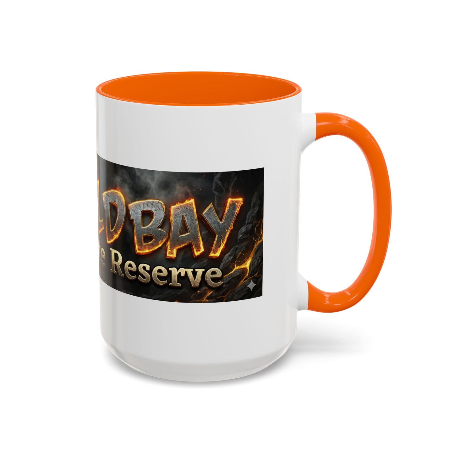 Goldbay Reserve Accent Coffee Mug — Bold Fiery Logo 11/15oz