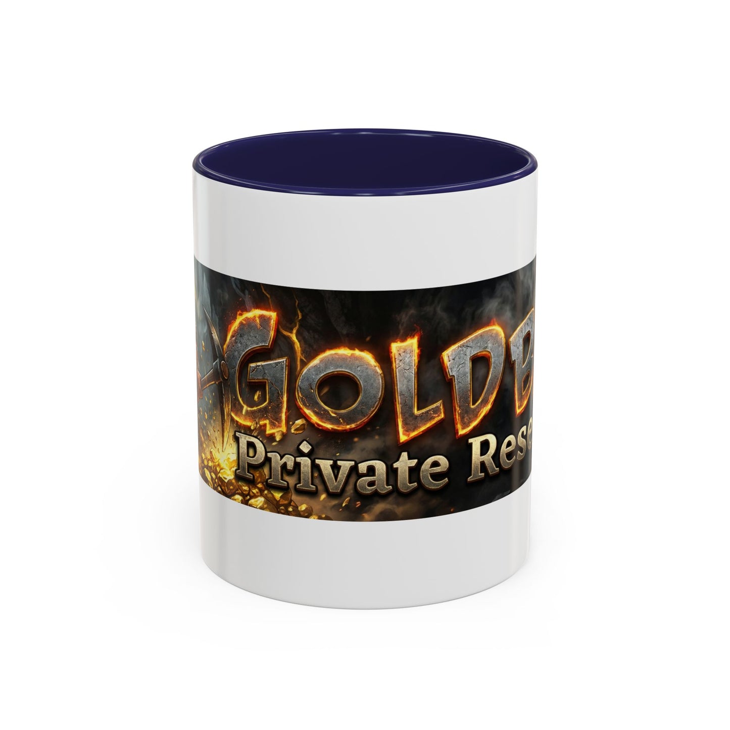Goldbay Reserve Accent Coffee Mug — Bold Fiery Logo 11/15oz