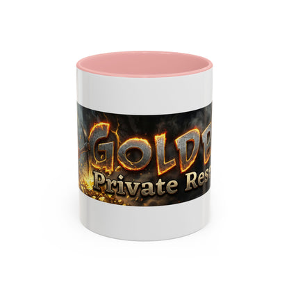 Goldbay Reserve Accent Coffee Mug — Bold Fiery Logo 11/15oz
