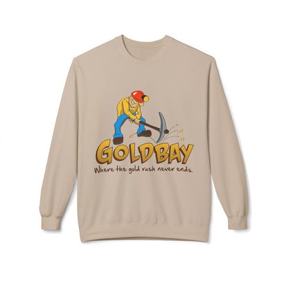 Gold Miner Crewneck Sweatshirt — "Gold Bay" Graphic, "Where the gold rush never ends"