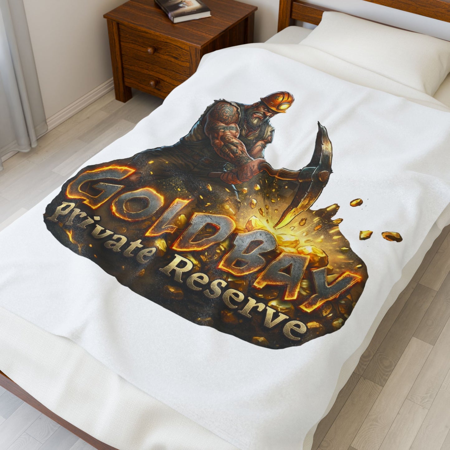 Gold Bay Private Reserve Miner Velveteen Plush Blanket – Cozy Gaming/Mining Throw