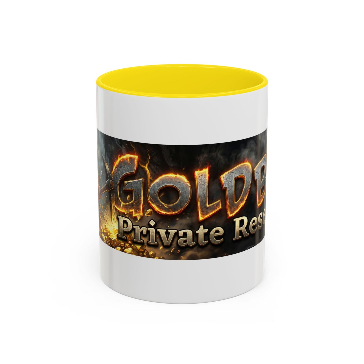 Goldbay Reserve Accent Coffee Mug — Bold Fiery Logo 11/15oz