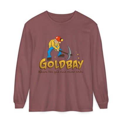 Gold Digger Long Sleeve T-Shirt — 'Gold Bay' Miner Graphic, "Where the gold rush never ends."