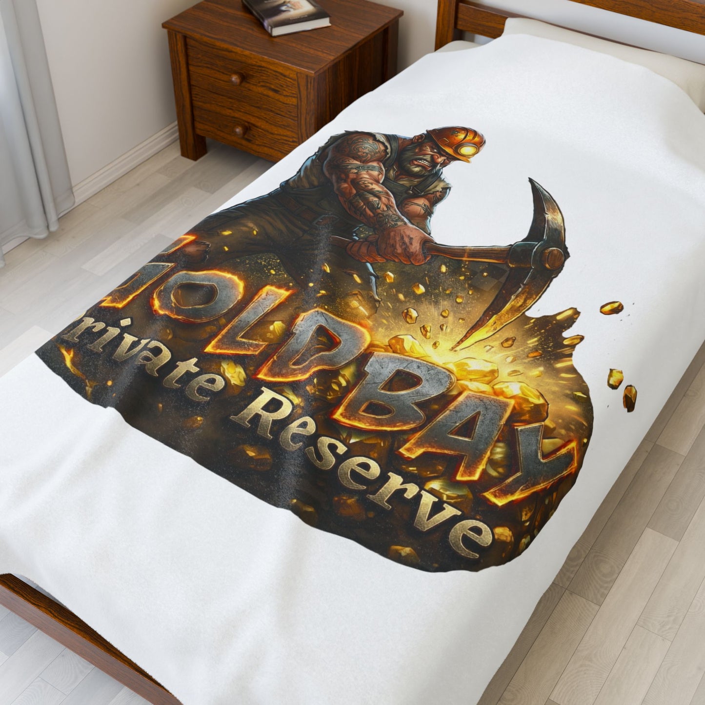 Gold Bay Private Reserve Miner Velveteen Plush Blanket – Cozy Gaming/Mining Throw