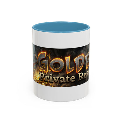 Goldbay Reserve Accent Coffee Mug — Bold Fiery Logo 11/15oz