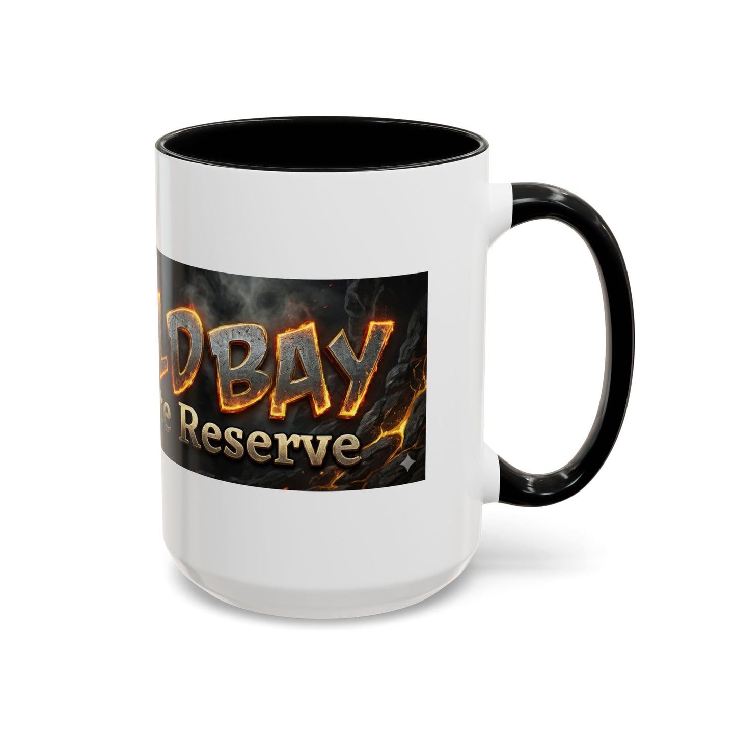 Goldbay Reserve Accent Coffee Mug — Bold Fiery Logo 11/15oz