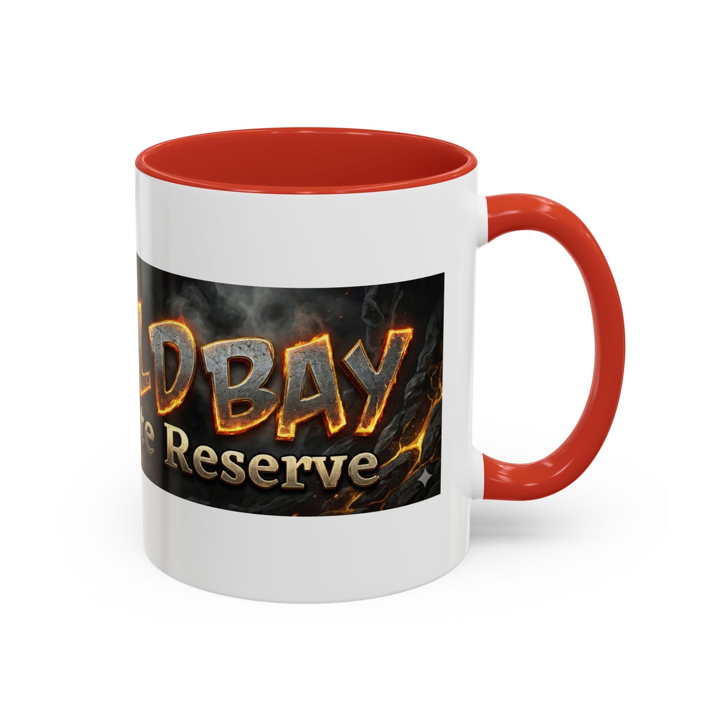 Goldbay Reserve Accent Coffee Mug — Bold Fiery Logo 11/15oz