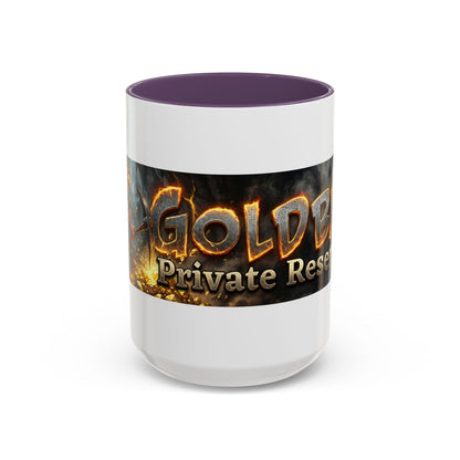 Goldbay Reserve Accent Coffee Mug — Bold Fiery Logo 11/15oz