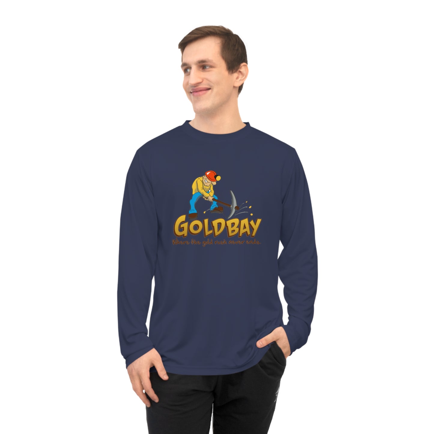 Gold Miner Graphic Long Sleeve Shirt — "GOLDBAY" Prospector Design
