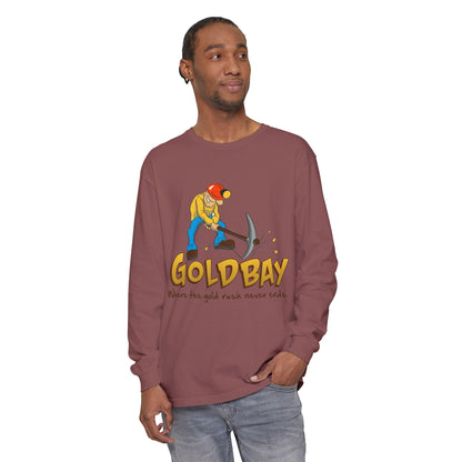 Gold Digger Long Sleeve T-Shirt — 'Gold Bay' Miner Graphic, "Where the gold rush never ends."