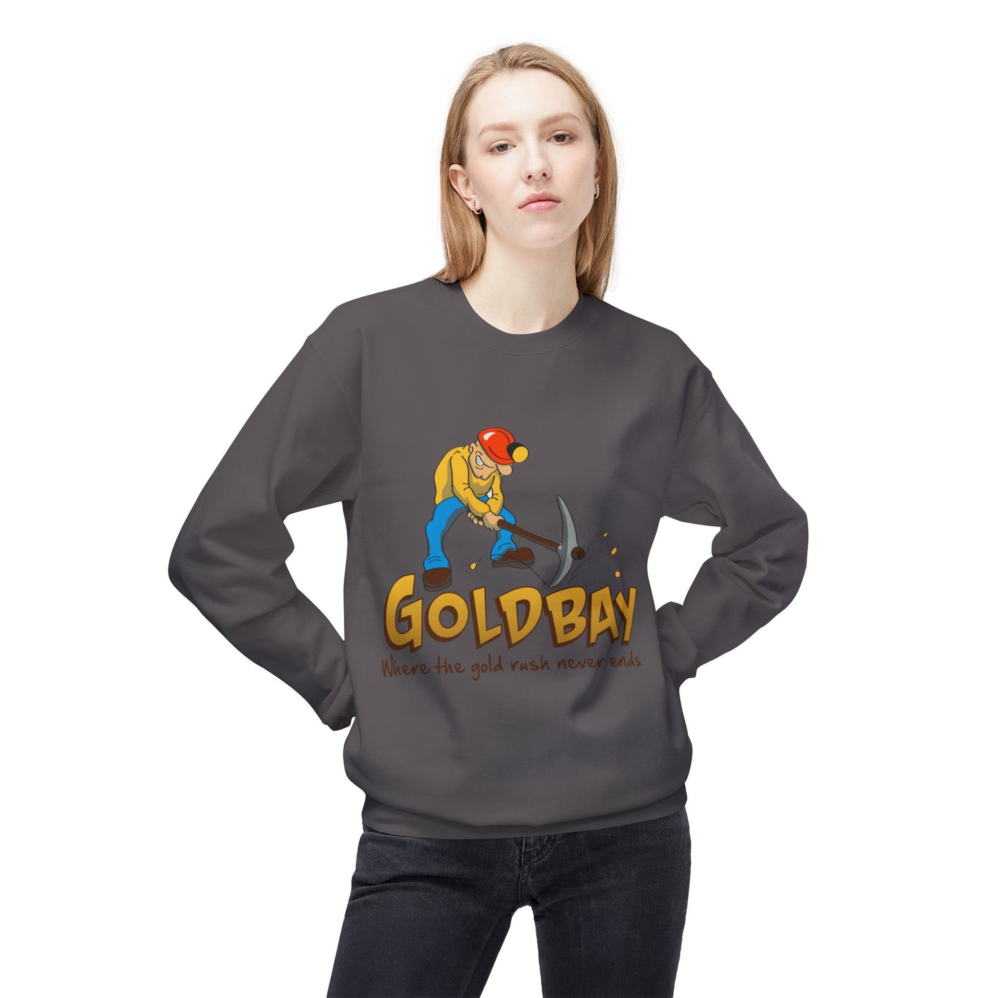 Gold Miner Sweatshirt – "Gold Bay" Graphic Crewneck (Where the gold rush never ends)