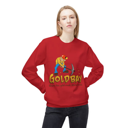 Gold Miner Crewneck Sweatshirt — "Gold Bay" Graphic, "Where the gold rush never ends"