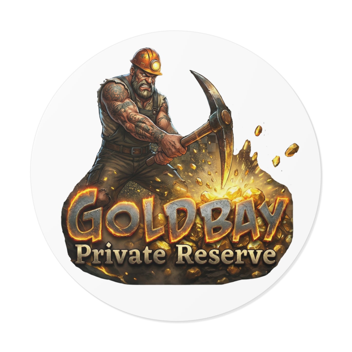 Gold Bay Private Reserve Miner Logo Sticker — Round Vinyl Decal