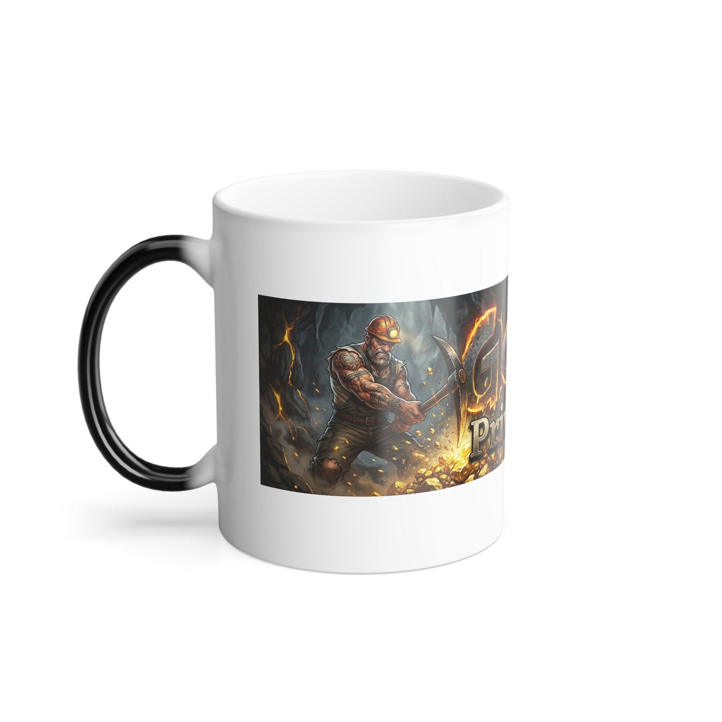 Color Morphing Mug — 'GOLDEN Private Reserve' Fire-Effect Coffee Mug, 11oz