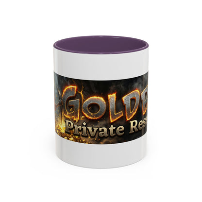 Goldbay Reserve Accent Coffee Mug — Bold Fiery Logo 11/15oz