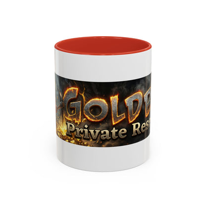 Goldbay Reserve Accent Coffee Mug — Bold Fiery Logo 11/15oz