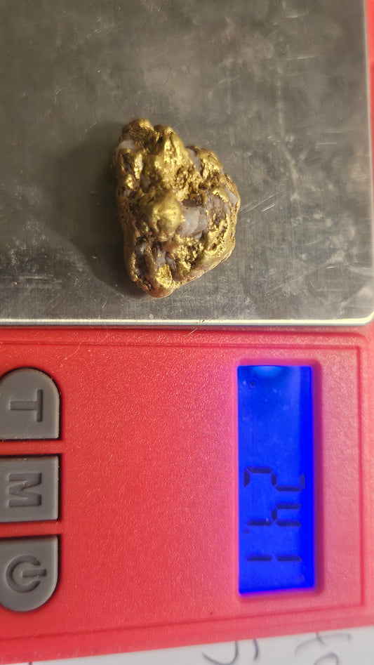 Beautiful quartz and gold nugget from Mexico 24.1 grams