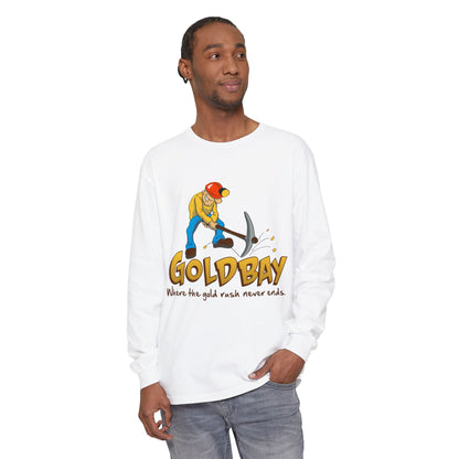 Gold Digger Long Sleeve T-Shirt — 'Gold Bay' Miner Graphic, "Where the gold rush never ends."