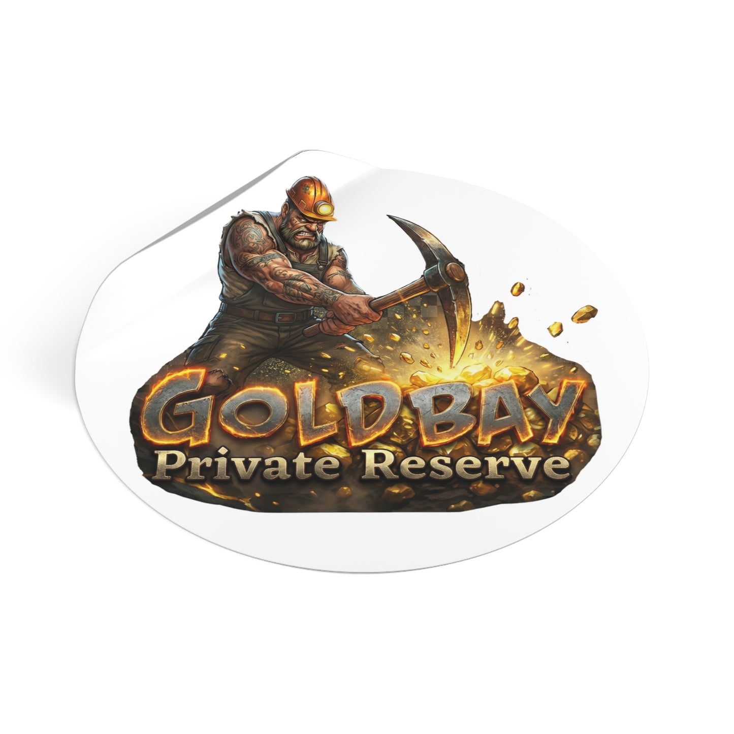 Gold Bay Private Reserve Miner Logo Sticker — Round Vinyl Decal
