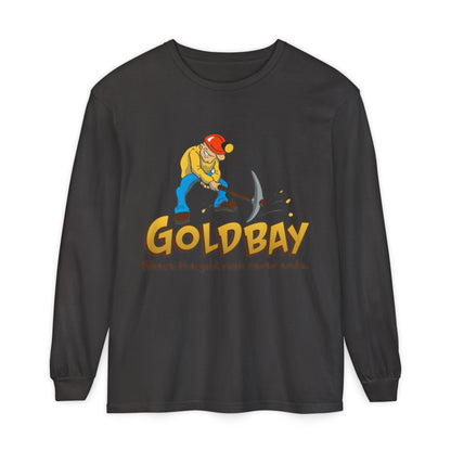 Gold Digger Long Sleeve T-Shirt — 'Gold Bay' Miner Graphic, "Where the gold rush never ends."