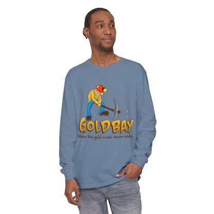 Gold Digger Long Sleeve T-Shirt — 'Gold Bay' Miner Graphic, "Where the gold rush never ends."