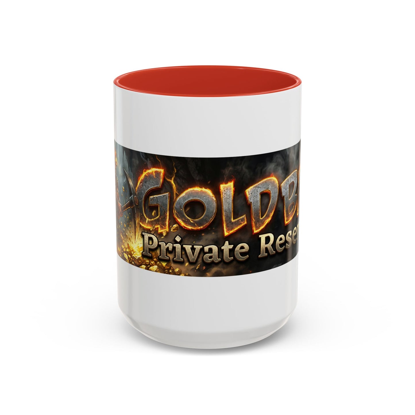 Goldbay Reserve Accent Coffee Mug — Bold Fiery Logo 11/15oz