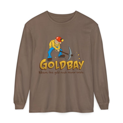 Gold Digger Long Sleeve T-Shirt — 'Gold Bay' Miner Graphic, "Where the gold rush never ends."