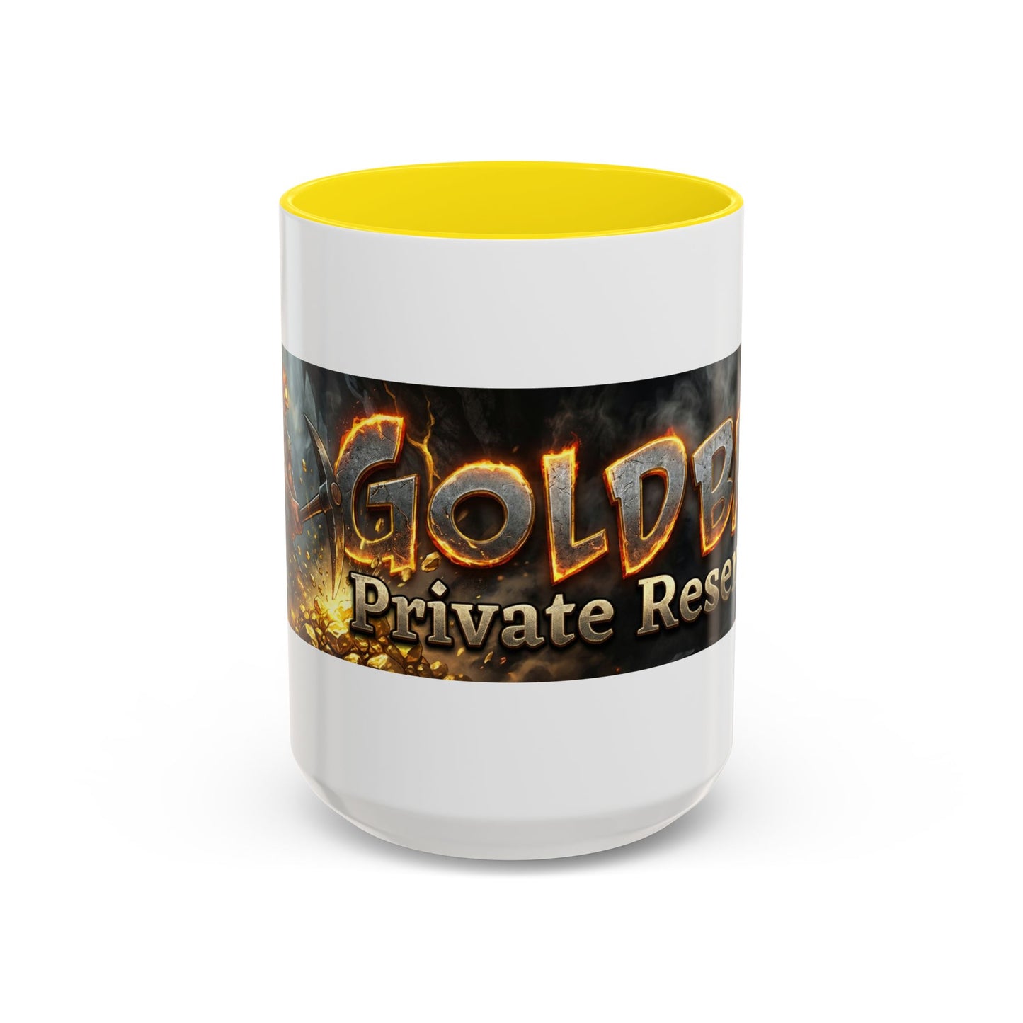 Goldbay Reserve Accent Coffee Mug — Bold Fiery Logo 11/15oz