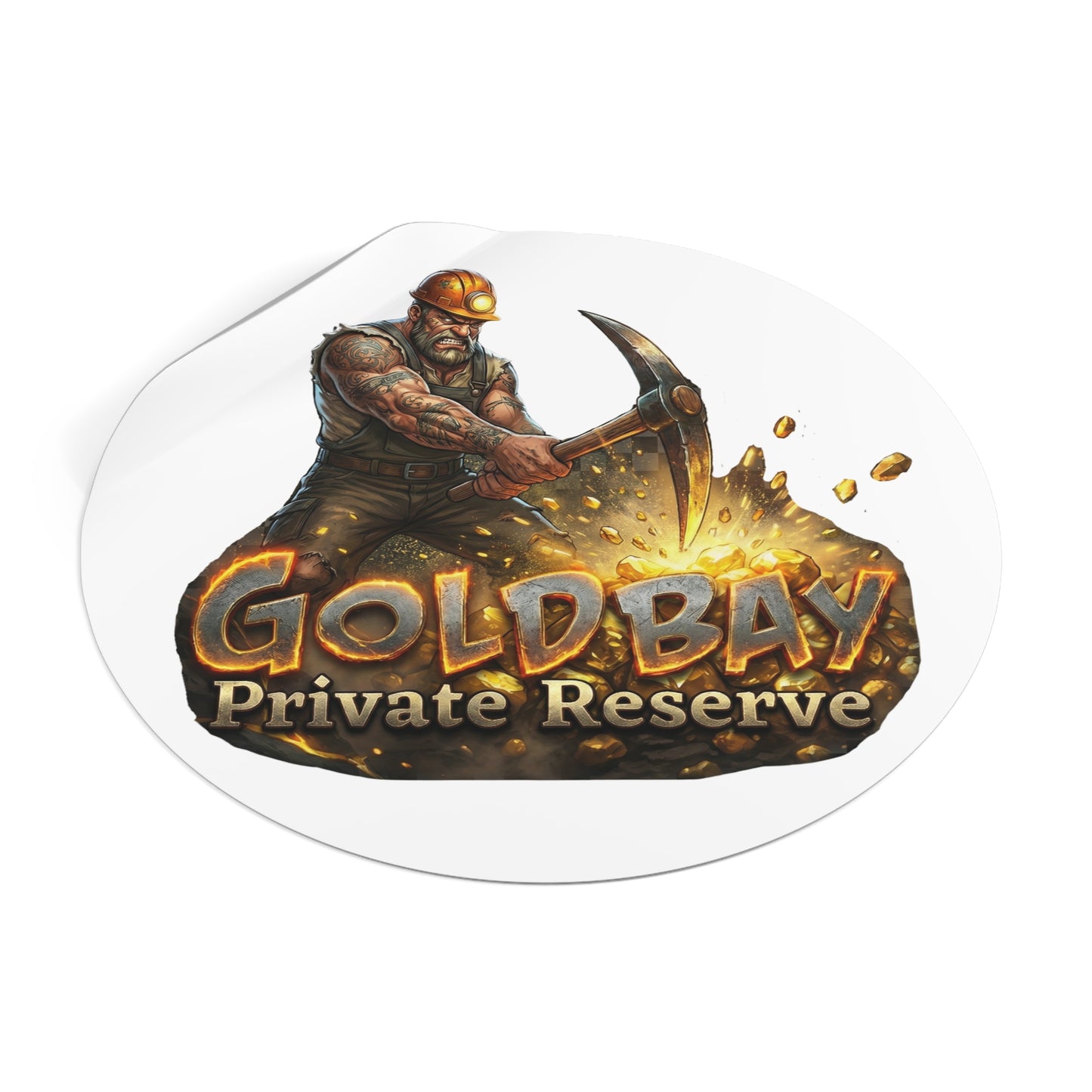 Gold Bay Private Reserve Miner Logo Sticker — Round Vinyl Decal