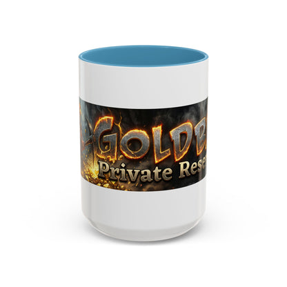 Goldbay Reserve Accent Coffee Mug — Bold Fiery Logo 11/15oz