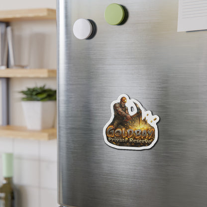 Gold Bay Miner Die-Cut Magnet — 'GoldBay Private Reserve' Refrigerator Sticker