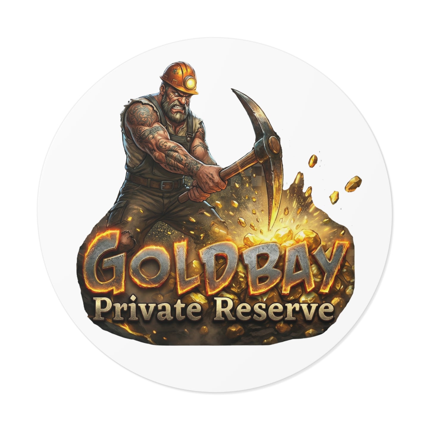 Gold Bay Private Reserve Miner Logo Sticker — Round Vinyl Decal