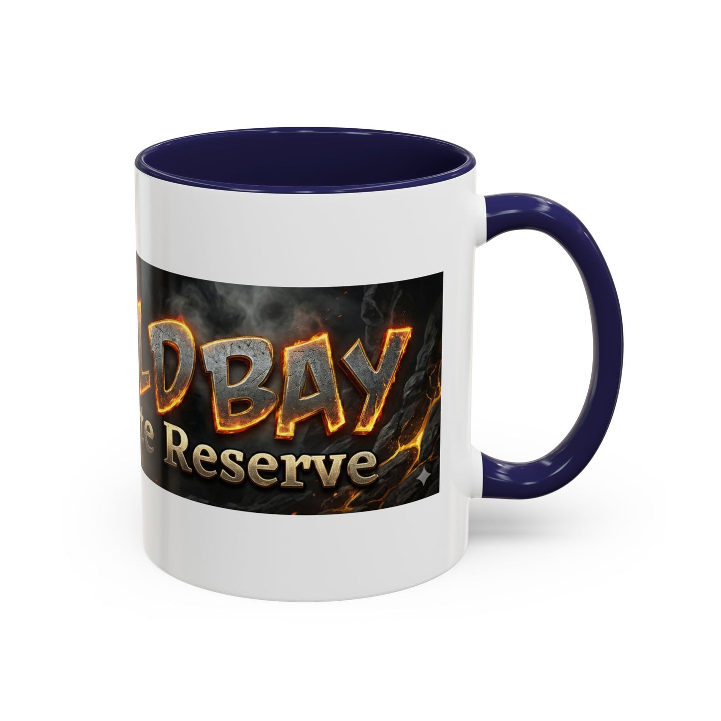 Goldbay Reserve Accent Coffee Mug — Bold Fiery Logo 11/15oz