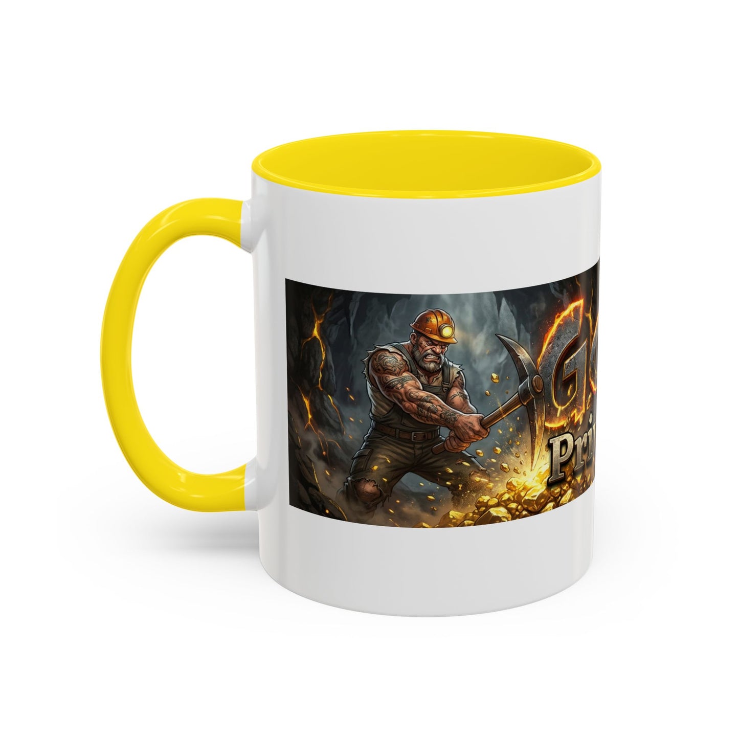 Goldbay Reserve Accent Coffee Mug — Bold Fiery Logo 11/15oz