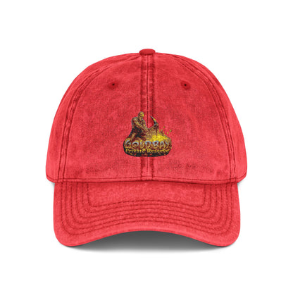 Embroidered Vintage Red Cap — Gold Foil Mushroom Patch