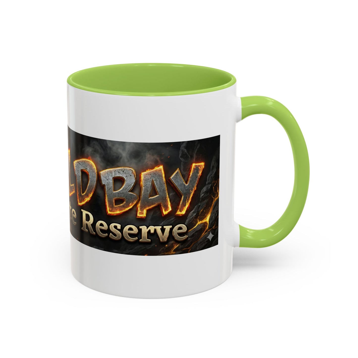 Goldbay Reserve Accent Coffee Mug — Bold Fiery Logo 11/15oz