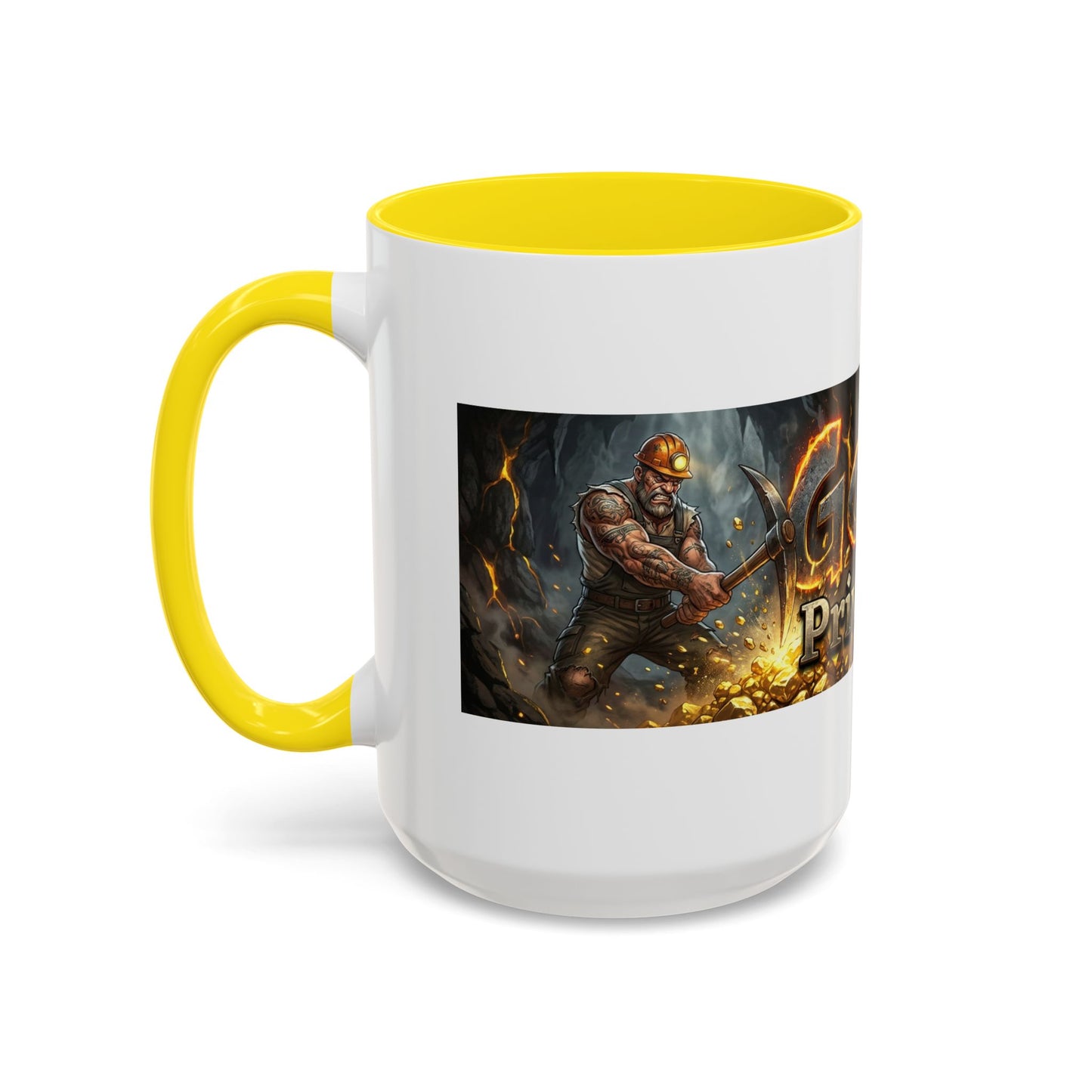 Goldbay Reserve Accent Coffee Mug — Bold Fiery Logo 11/15oz